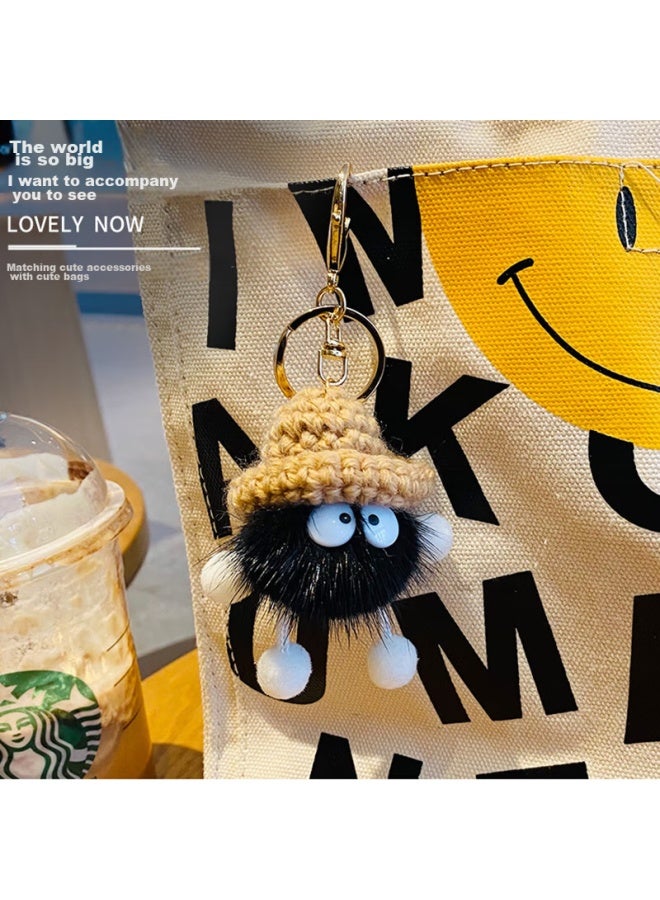 DiGallen Digalun Cute Mink Fur Car Keychain Pendant, Korean Internet Celebrity Plush Doll Toy, Small Pendant For Backpack, Gift, Little Coal Ball - Black - Image 2