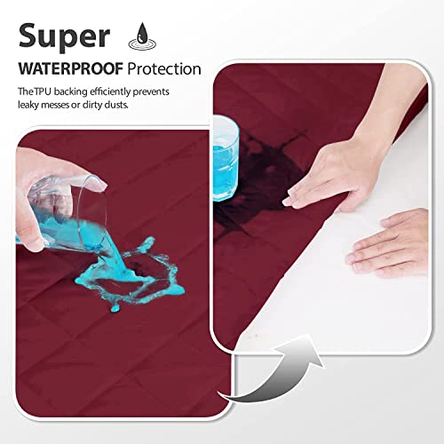 BABYLEE Waterproof Queen Size 72x60 inch Cotton Quilted Mattress Protector Breathable Hypoallergenic Noiseless Ultra Soft Elastic Fitted Bed Protector Mattress/Bed Cover (Wine, Queen (72 * 60")) - Image 5