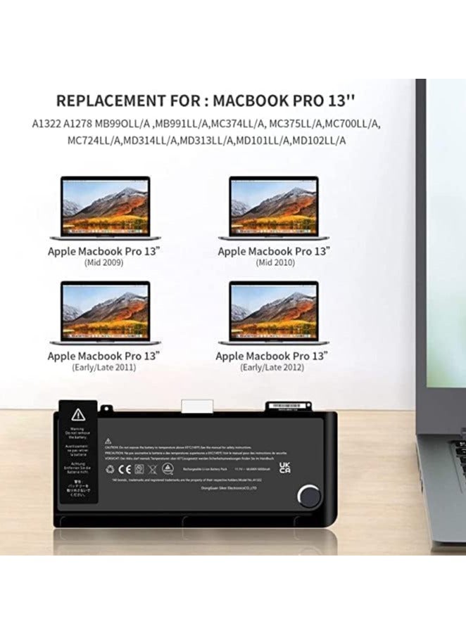 A1322 A1278 Premium Replacement Battery for Apple Macbook Pro 13" (Mid-2009,Mid-2010,Early-2011 to Late-2011,Mid-2012) MB990LL/A MB991LL/A MC374LL/A MC374LL/A MC375LL/A MC700LL/A - Image 2