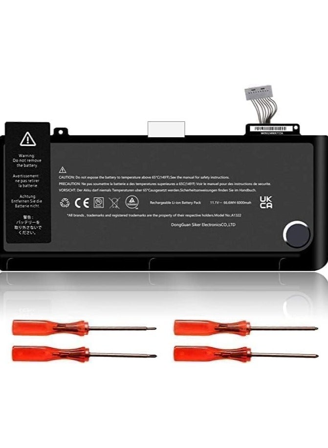 A1322 A1278 Premium Replacement Battery for Apple Macbook Pro 13" (Mid-2009,Mid-2010,Early-2011 to Late-2011,Mid-2012) MB990LL/A MB991LL/A MC374LL/A MC374LL/A MC375LL/A MC700LL/A - Image 1