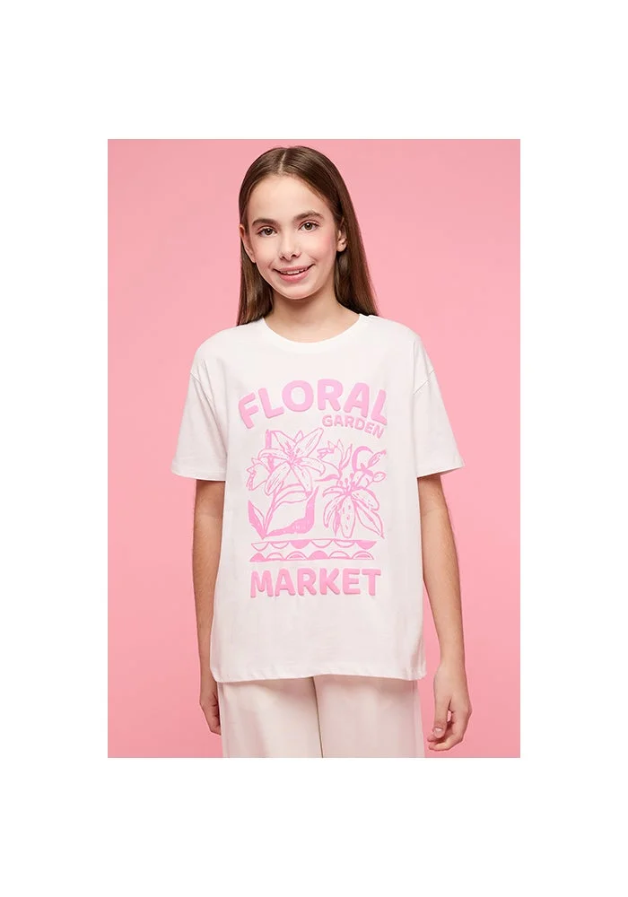 أر أند بي Printed T-Shirt with Crew Neck and Short Sleeves