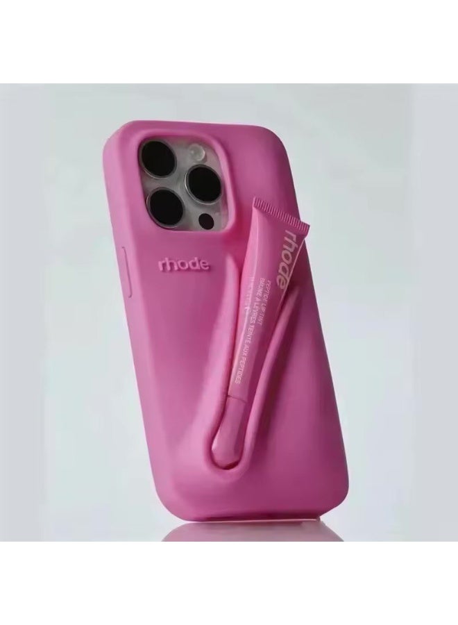 Lip Gloss Phone Case with Lip Tint, For iPhone Case Liquid Silicone Camera Protection Lipstick Lip Glaze Phone Case for iPhone 11 (ShortCake)