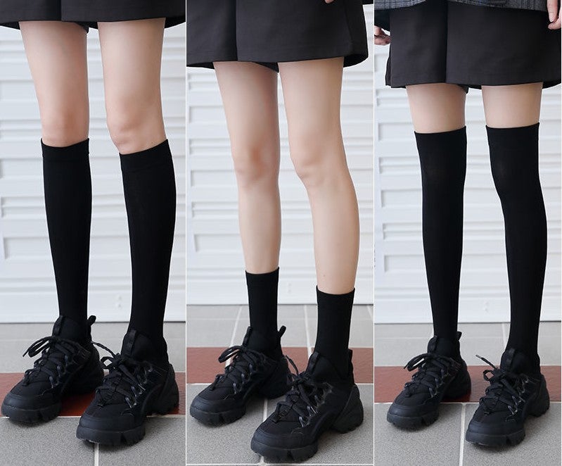 Small Leg Socks Black Long Knee-Length Socks Korean Half-Height Japanese Jk Velvet Black White Socks - Image 3