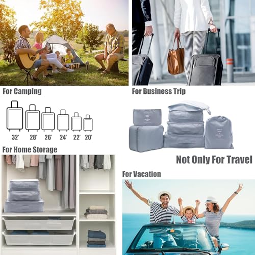 Ladiosa Nylon Packing Cubes For Travel,Travel Organizer,Travel Essentials,Packing Cubes,Packing Bags For Clothes,7 Pcs,Grey,2.8 Cm,19.2 Cm - Image 5