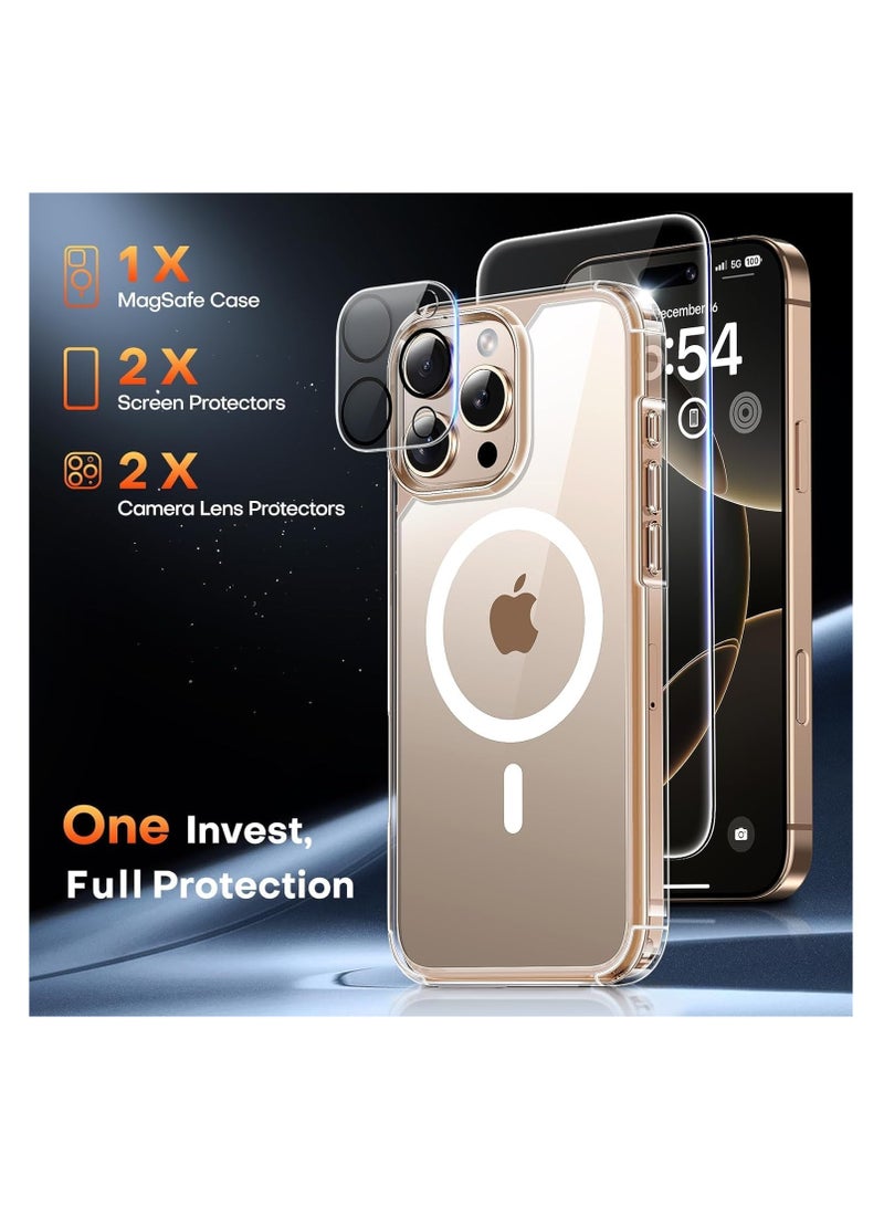 【5 in 1】 Magnetic Case Compatible with iPhone 16 Pro Max 【Anti-Yellowing】 【Fit for Magsafe】 with Screen Protector (2 Pack) + Camera Lens Protector (2 Pack), Clear Case Cover - Image 4