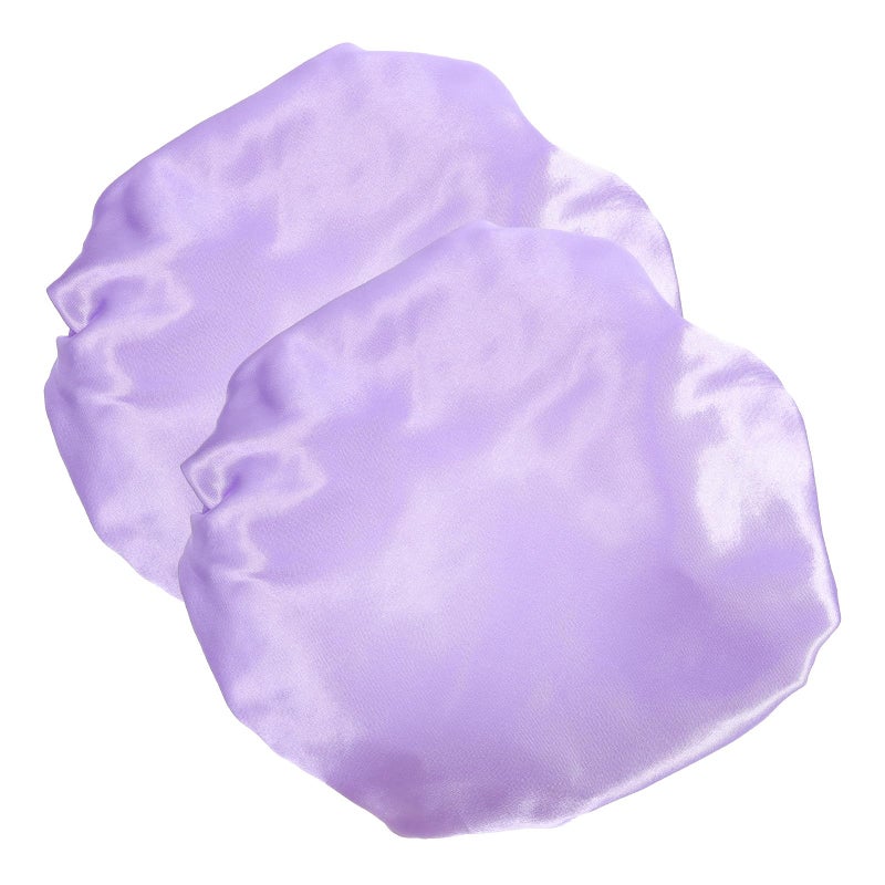 Large Adjustable Satin Shower Cap Set 2 Pack Waterproof Bath Hair Bonnet For Women Adults - Image 2
