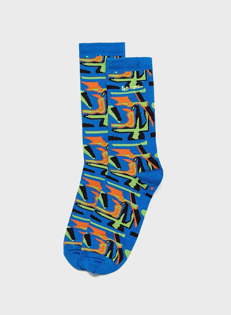 URBAN OUTFITTERS Distorted Print Crew Socks