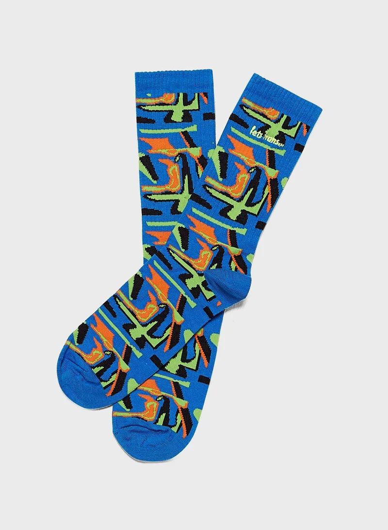 URBAN OUTFITTERS Distorted Print Crew Socks