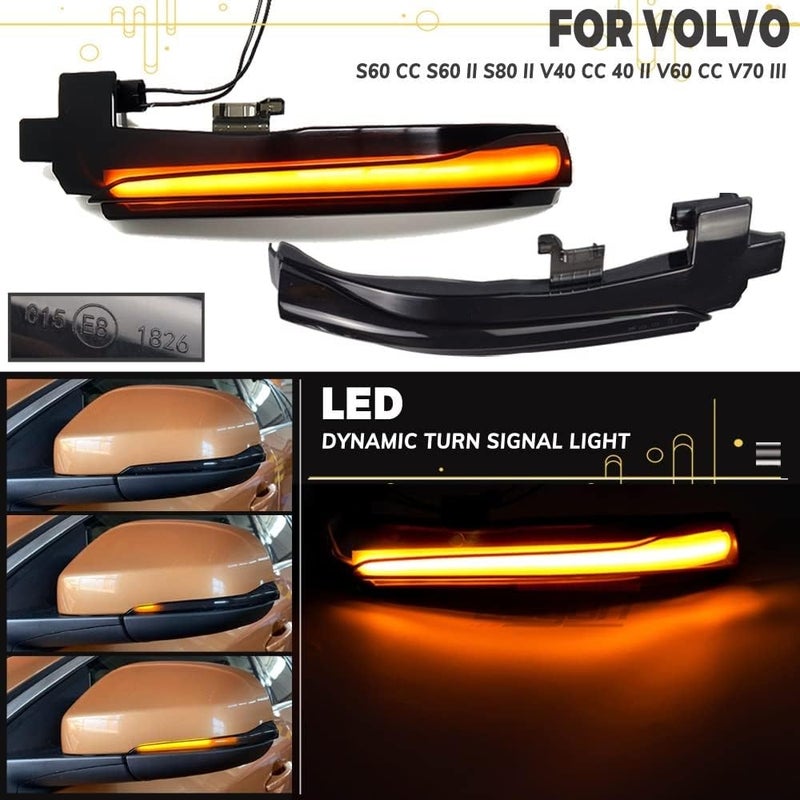 QASULER LED Sequential Dynamic Side Mirror Blinker Lights for Volvo - Image 3