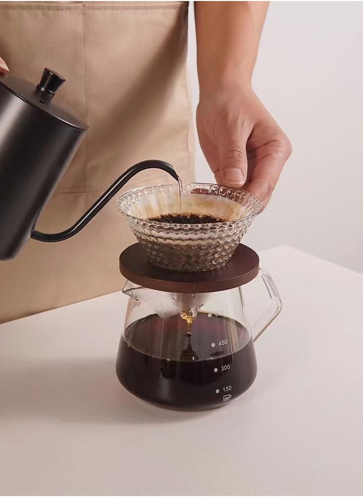 Bronze V60 Manual Coffee Dripper With Pour Over Coffee Filter Wooden Base  - Image 2