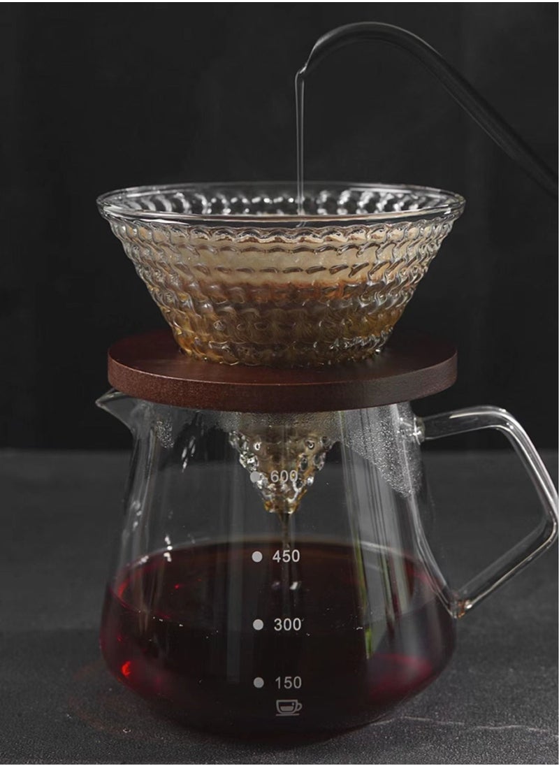 V60 Manual Coffee Dripper With Pour Over Coffee Filter Wooden Base