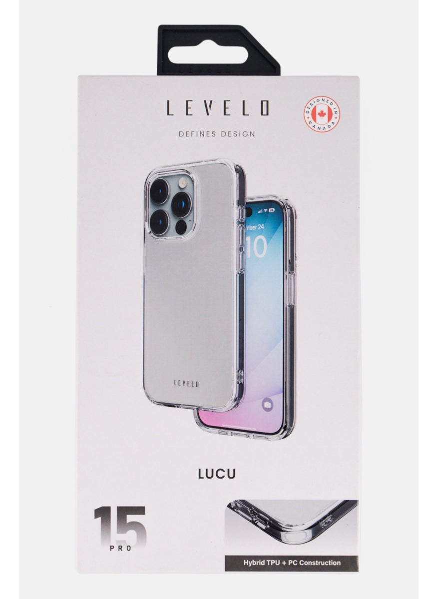 LEVELO iPhone  15 Pro Lucu Matte Back Case, Transparent  - Image 2