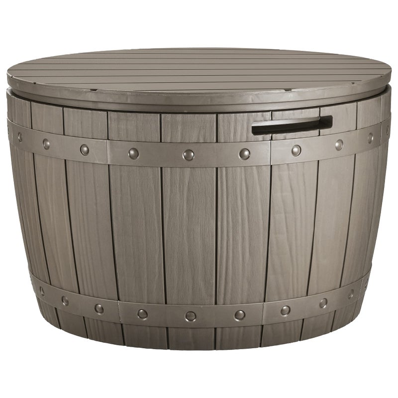YITAHOME YITAHOME 33 Gallon Round Deck Box Outdoor Storage Box for Patio FurniturePatio Table for Cushion Pool Accessories Waterproof Resin  Easy Assembly  Lightweight Light Brown 