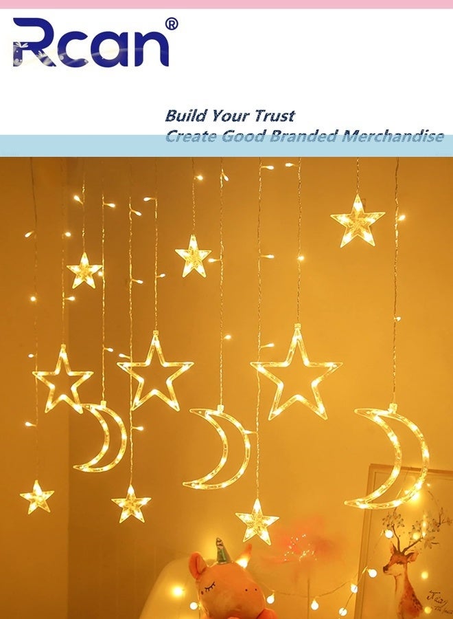 Rcan Star Moon Curtain String Lights Battery Operated Curtain Lights USB  Powered String Night Lights for Home Bedroom Dorm Decor Indoor Outdoor LED 3.5M Twinkle - Image 1