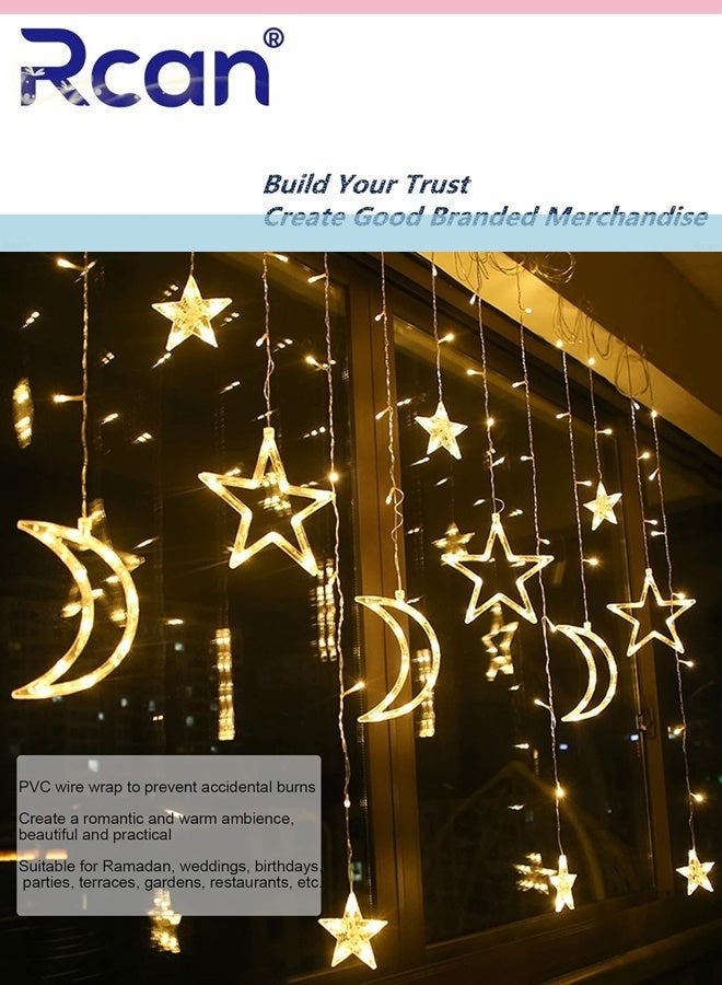 Rcan Star Moon Curtain String Lights Battery Operated Curtain Lights USB  Powered String Night Lights for Home Bedroom Dorm Decor Indoor Outdoor LED 3.5M Twinkle - Image 4