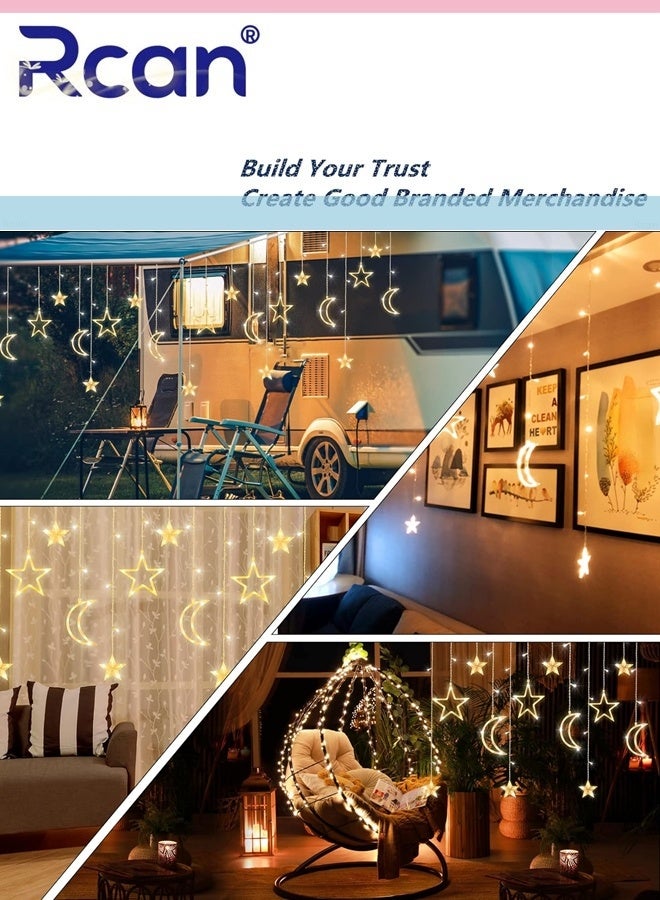Rcan Star Moon Curtain String Lights Battery Operated Curtain Lights USB  Powered String Night Lights for Home Bedroom Dorm Decor Indoor Outdoor LED 3.5M Twinkle - Image 5