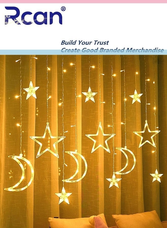 Rcan Star Moon Curtain String Lights Battery Operated Curtain Lights USB  Powered String Night Lights for Home Bedroom Dorm Decor Indoor Outdoor LED 3.5M Twinkle - Image 2