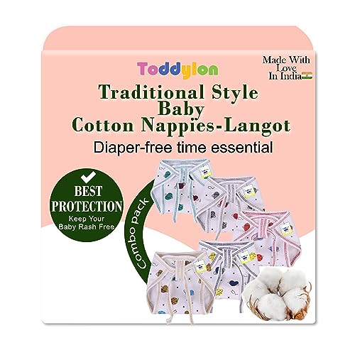Toddylon Baby Products New Born Baby Clothes | Cloth Diapers | Langots | Nappies | Cotton | Reusable | Washable | Nappy (0-6 Months, Pack of 10) - Image 3