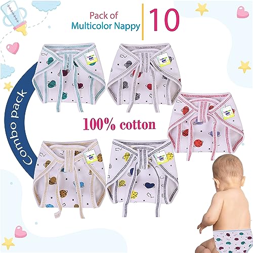 Toddylon Baby Products New Born Baby Clothes | Cloth Diapers | Langots | Nappies | Cotton | Reusable | Washable | Nappy (0-6 Months, Pack of 10) - Image 5