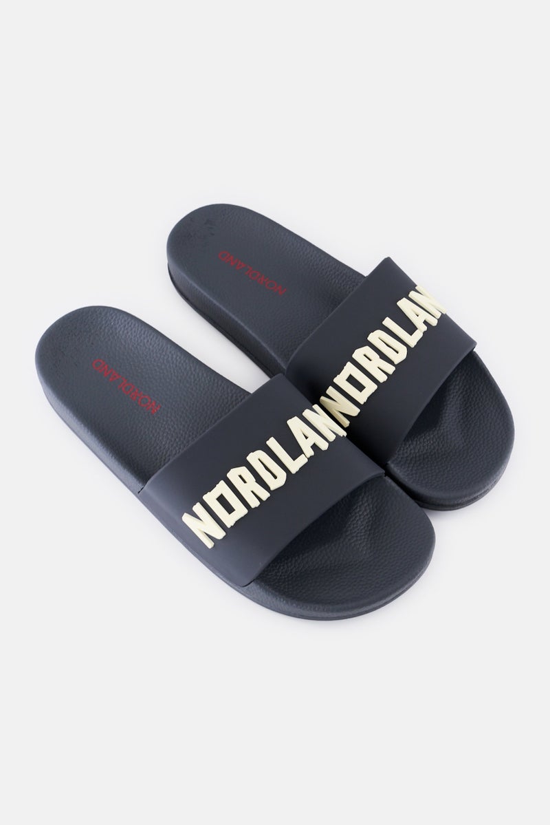 Nordland Men Brand Logo Slip On Slides, Dark Grey  - Image 2
