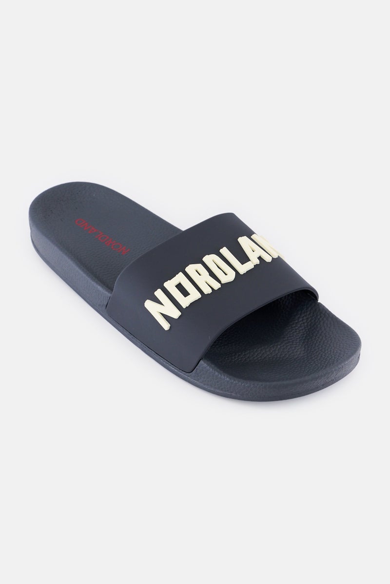 Nordland Men Brand Logo Slip On Slides, Dark Grey  - Image 1