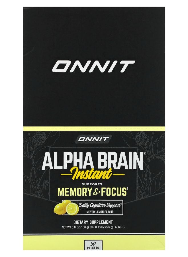 Onnit Alpha Brain Instant Memory & Focus Meyer Lemon 30 Packets 0.13 oz (3.6 g) Each - Image 1