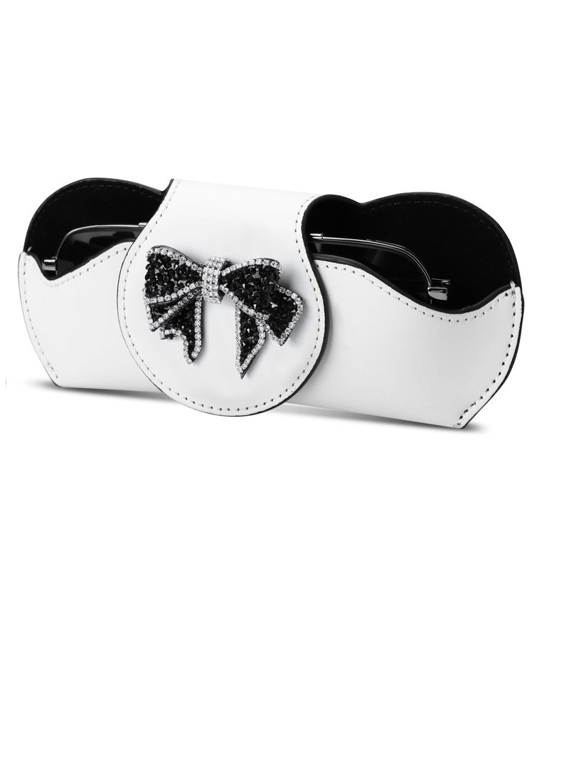 Excefore Sunglass Holder for Car Visor, Sunglass Clip for Car Visor, Eyeglasses Holder for Car Visor, Car Interior Accessories Apply to All Car, Car Accessories for Women, White and Black Bow-Knot - Image 1