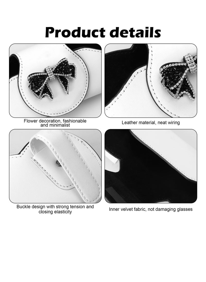 Excefore Sunglass Holder for Car Visor, Sunglass Clip for Car Visor, Eyeglasses Holder for Car Visor, Car Interior Accessories Apply to All Car, Car Accessories for Women, White and Black Bow-Knot - Image 3