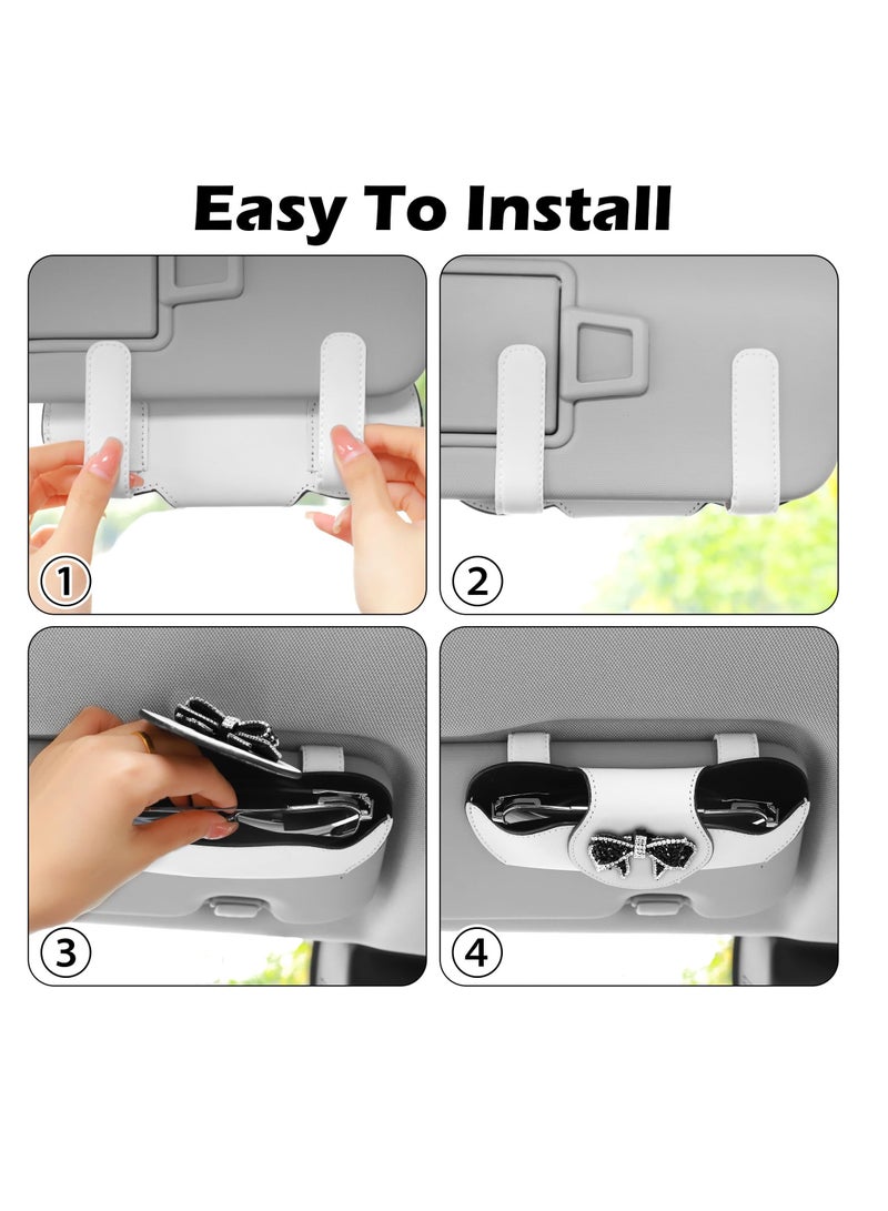 Excefore Sunglass Holder for Car Visor, Sunglass Clip for Car Visor, Eyeglasses Holder for Car Visor, Car Interior Accessories Apply to All Car, Car Accessories for Women, White and Black Bow-Knot - Image 4