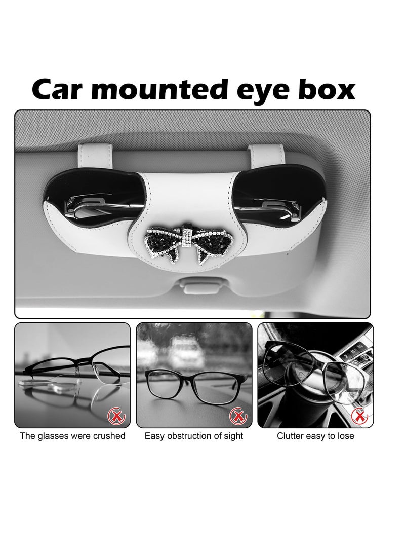 Excefore Sunglass Holder for Car Visor, Sunglass Clip for Car Visor, Eyeglasses Holder for Car Visor, Car Interior Accessories Apply to All Car, Car Accessories for Women, White and Black Bow-Knot - Image 5