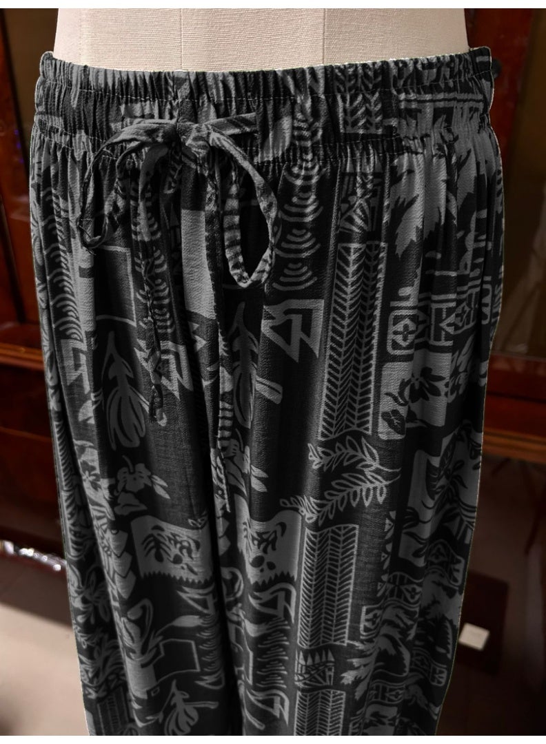 Printed Free Size Wide Leg Pants Combine with Trendy and Fashionable Design for Women - Image 3