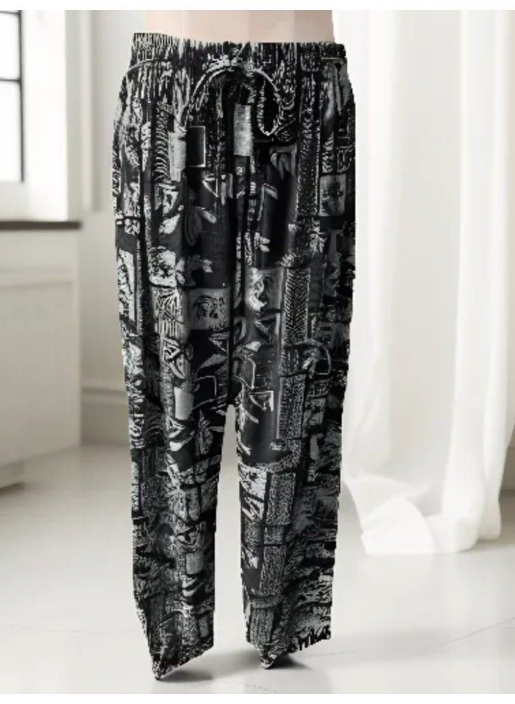Printed Free Size Wide Leg Pants Combine with Trendy and Fashionable Design for Women - Image 1