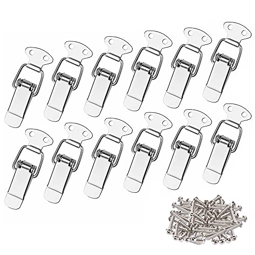 AUHOKY 12Pcs Stainless Steel Spring Loaded Toggle Latches with 48Pcs Mounting Screws, AUHOKY Case Box Chest Trunk Latch Catches Hasps Clamps (72mm Overall Length) - Image 1