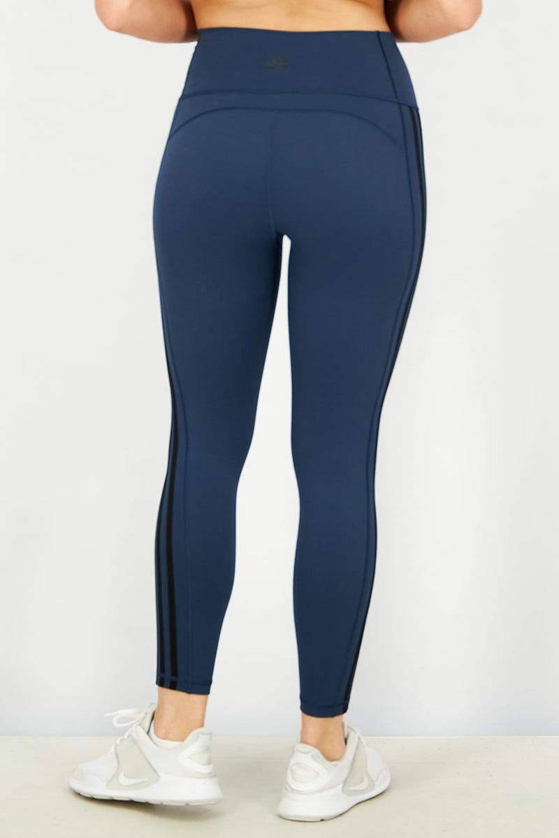 Adidas Women 3 Stripes Pull On Tights, Navy - Image 2