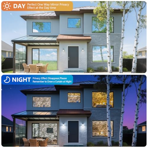 NINETREX One Way Window Privacy Film, Daytime Privacy Static Cling Sun Blocking Anti UV Reflective Window Tint for Home and Office 17.5 x 78.7 inches, Silver Leaf - Image 3
