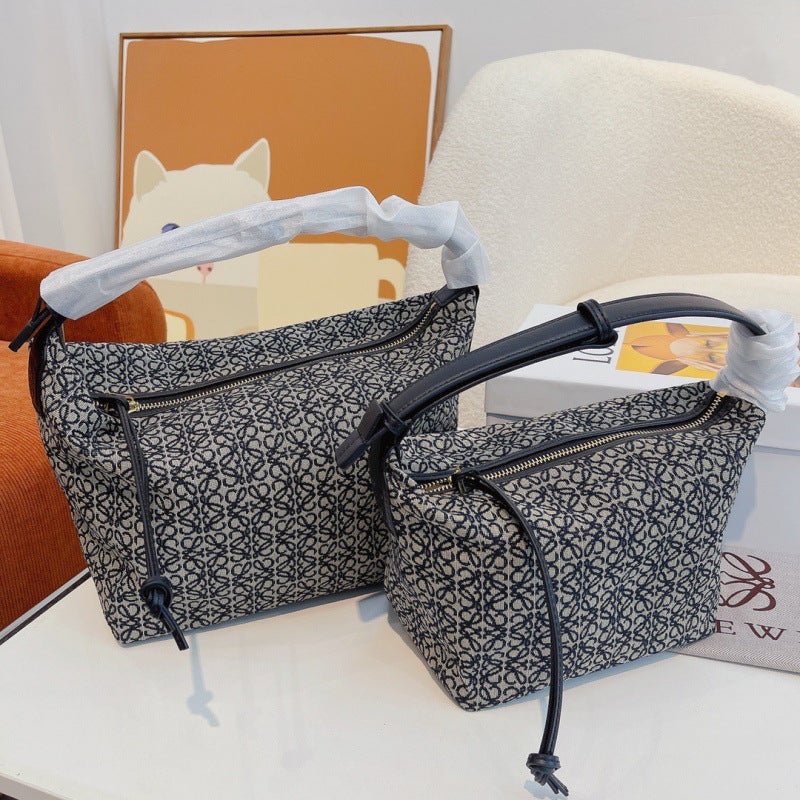 Luojia Cubi Lunch Box Bag Vintage All-Match Lunch Bag Jacquard Embroidered Portable Niche Underarm Women'S Bag - Image 1