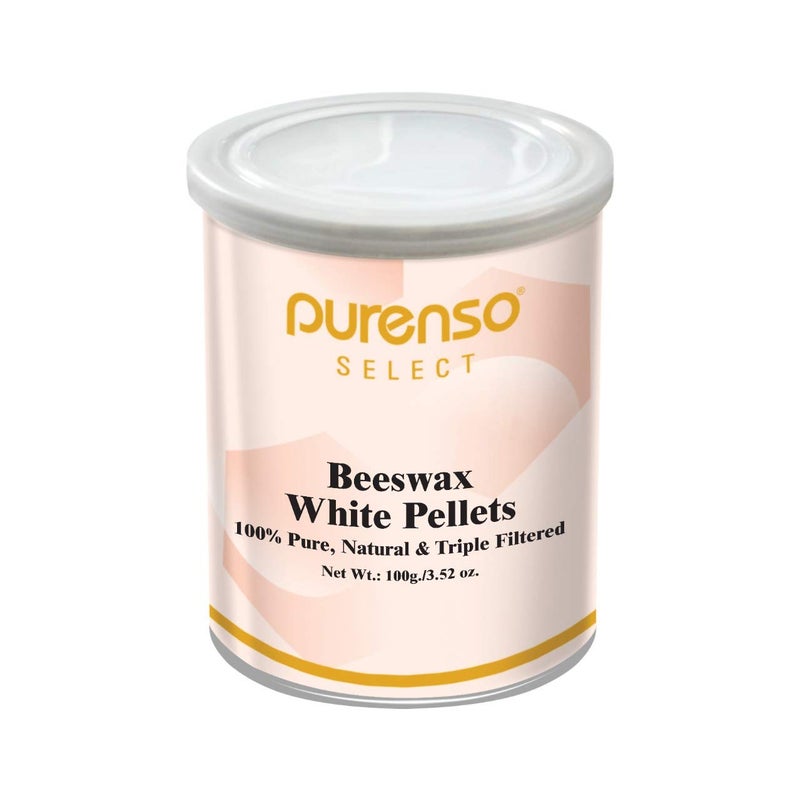 PURENSO Purenso Select 100 Organic White Beeswax Pellets Triple Filtered 100g I For Candle and Lotion Making Food Grade Beeswax for Candle Making Beeswax Pastilles Organic Bees Wax Melts for Lotion  - Image 1