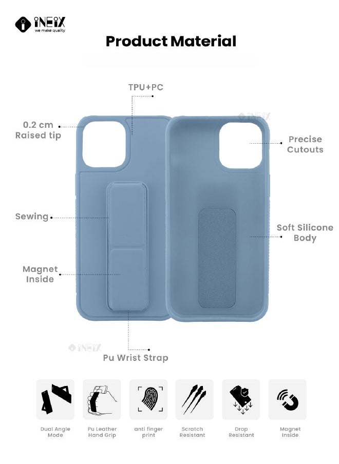 INEIX - 3 in 1 Magnetic Hand Grip Holder Case For Apple iPhone 14 Plus Sky Blue - Image 1