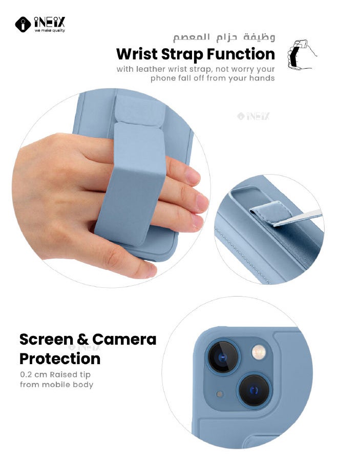 INEIX - 3 in 1 Magnetic Hand Grip Holder Case For Apple iPhone 14 Plus Sky Blue - Image 1