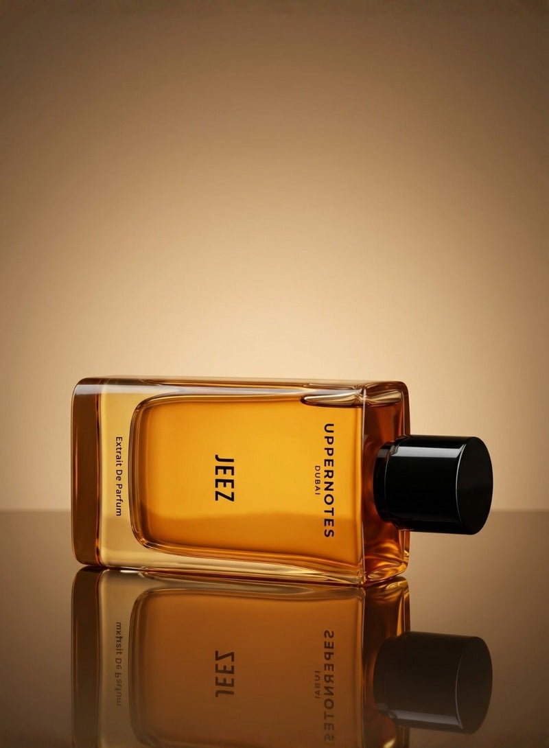 UpperNotes Jeez Extrait De Parfum Unisex 80ml | Saffron Oud Bulgarian Rose Amber Tonka | Ultra Sweet Arabian Long Lasting Fragrance UAE - Image 4