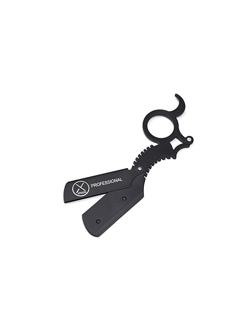XPERSIS Professional Finger Insert Handle German Made Barber Straight Edge Shaving Razor Black (Dragon)