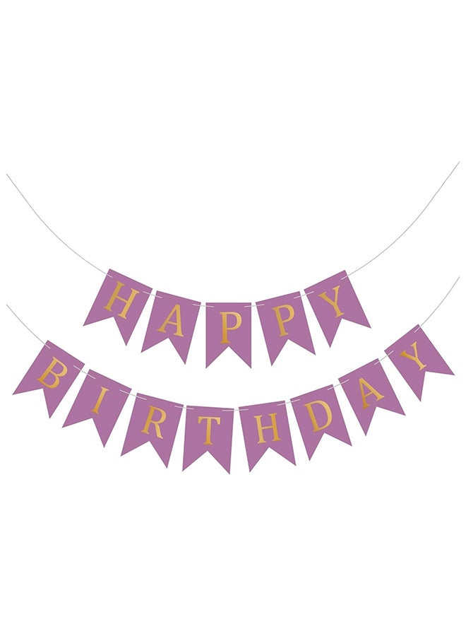 Goldedge Banner Happy Birthday 13 Piece Bunting Home, Party Hall and Backyard Pueple Color Decoration Birthday Signs Party Supplies  - Image 1