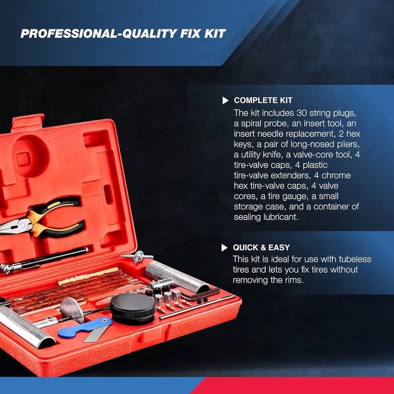 TOOLUXE 50003L Universal Heavy Duty Tire Repair Kit | 57 Piece Value Pack | Fix Punctures and Plug Flats | Ideal for Cars, Trucks, Motorcycle, ATV, Jeeps, Off Road Vehicles, RV, Tractors … - Image 3