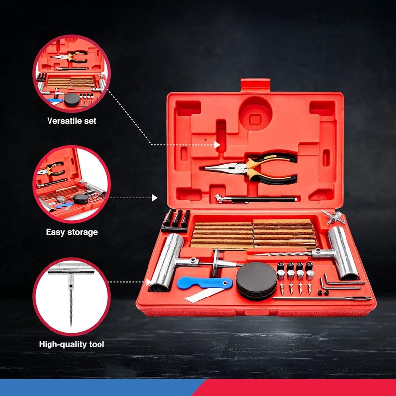 TOOLUXE 50003L Universal Heavy Duty Tire Repair Kit | 57 Piece Value Pack | Fix Punctures and Plug Flats | Ideal for Cars, Trucks, Motorcycle, ATV, Jeeps, Off Road Vehicles, RV, Tractors … - Image 4