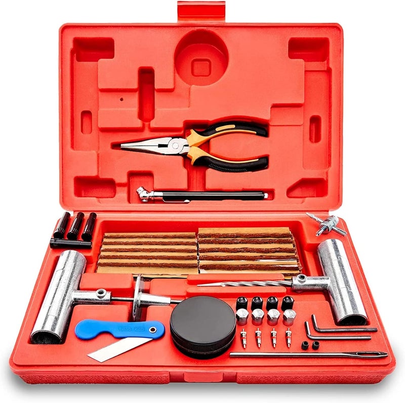 TOOLUXE 50003L Universal Heavy Duty Tire Repair Kit | 57 Piece Value Pack | Fix Punctures and Plug Flats | Ideal for Cars, Trucks, Motorcycle, ATV, Jeeps, Off Road Vehicles, RV, Tractors … - Image 1