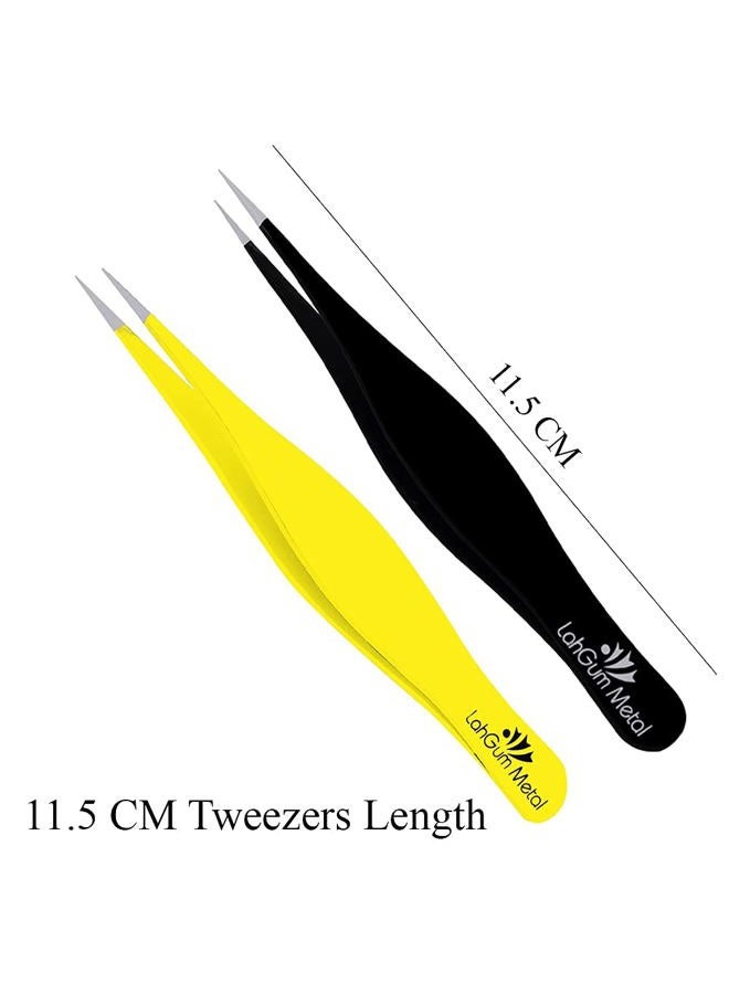 LahGum Metal Super Sharp Pointed Tweezers Precision Fine Point Tip Ingrown Hair Tweezers Kit Best Pointed Tweezers for Women Chin Hair Removal - Extra Thin Tweezers Precision Stainless Facial Hair Remover for Face - Image 2