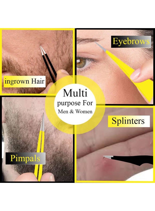 LahGum Metal Super Sharp Pointed Tweezers Precision Fine Point Tip Ingrown Hair Tweezers Kit Best Pointed Tweezers for Women Chin Hair Removal - Extra Thin Tweezers Precision Stainless Facial Hair Remover for Face - Image 5