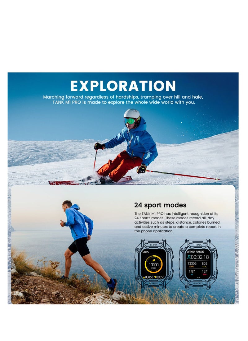 KOSPET - KOSPET TANK M1 PRO Outdoor Sports Rugged Smartwatch Black - Image 1