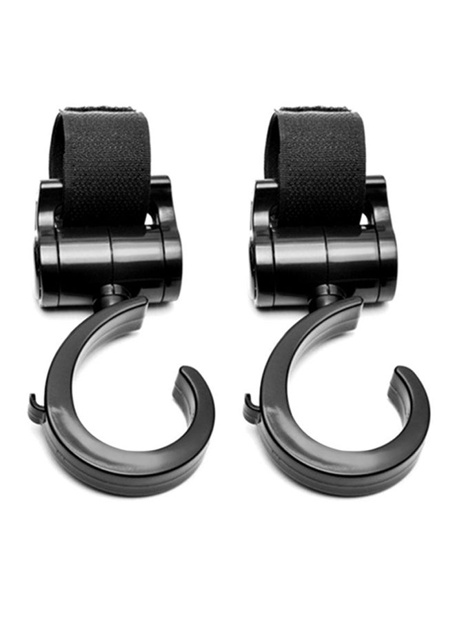 أوتاد مجموعة خطافات مريحة قابلة للدوران بزاوية 360 درجة ومتعددة الوظائف ومخصصة لعربة الأطفال من قطعتين - لون أسود - Image 1