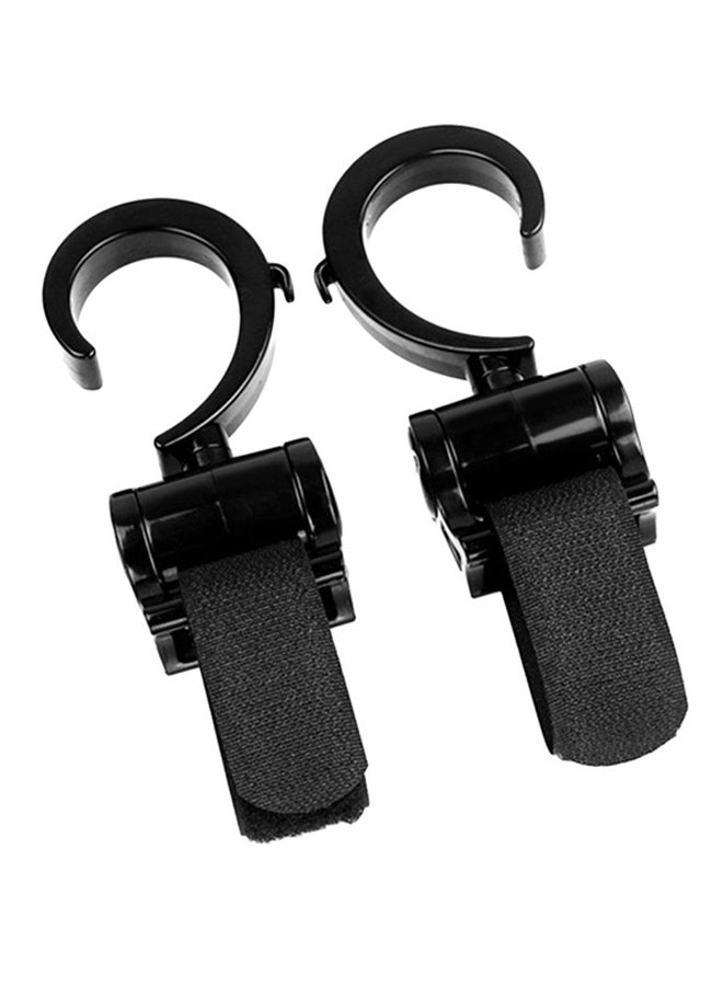 أوتاد مجموعة خطافات مريحة قابلة للدوران بزاوية 360 درجة ومتعددة الوظائف ومخصصة لعربة الأطفال من قطعتين - لون أسود - Image 2